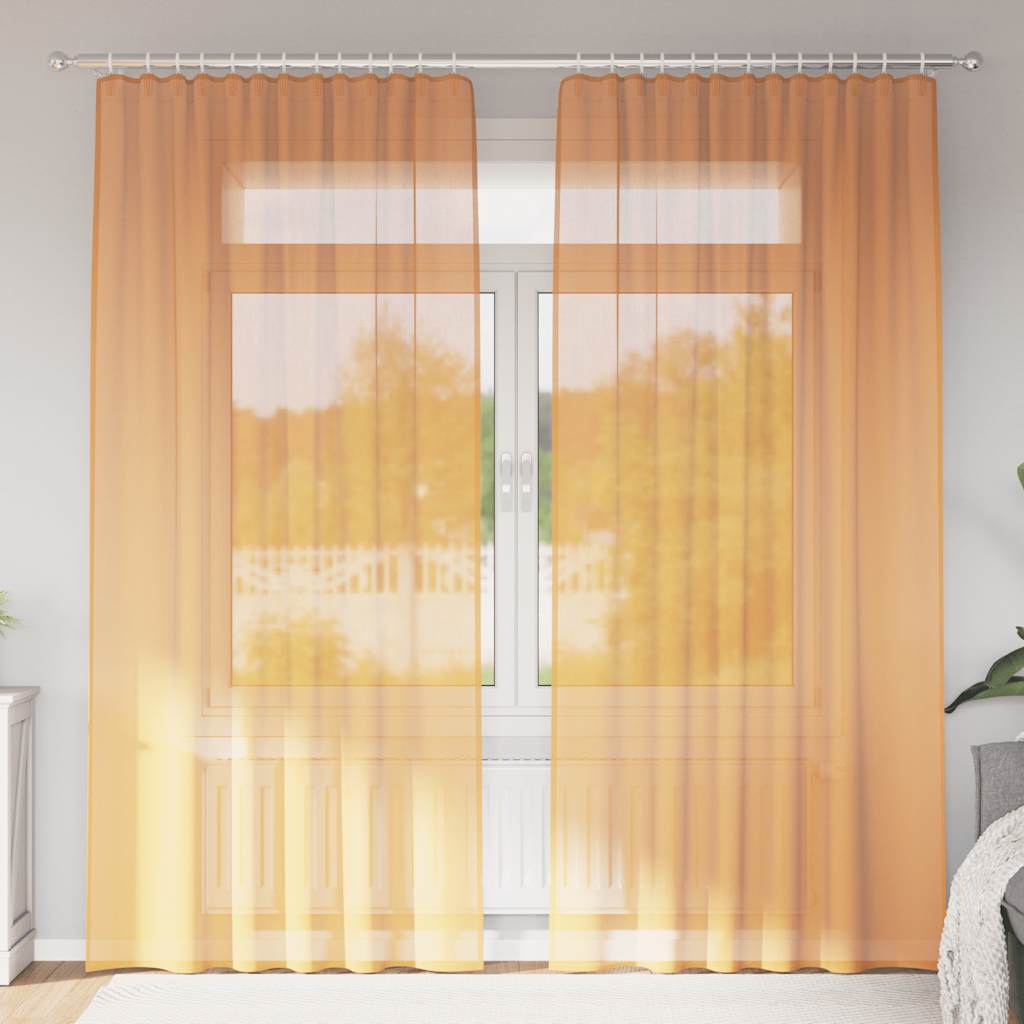 Rideaux en voile avec boucles 2 pcs orange 140x225 cm Rideaux vidaXL