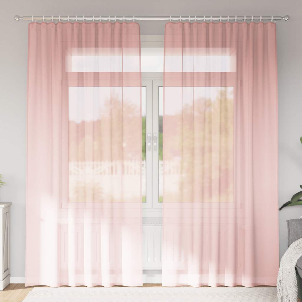 Rideaux en voile avec boucles 2 pcs rose 140x225 cm Rideaux vidaXL