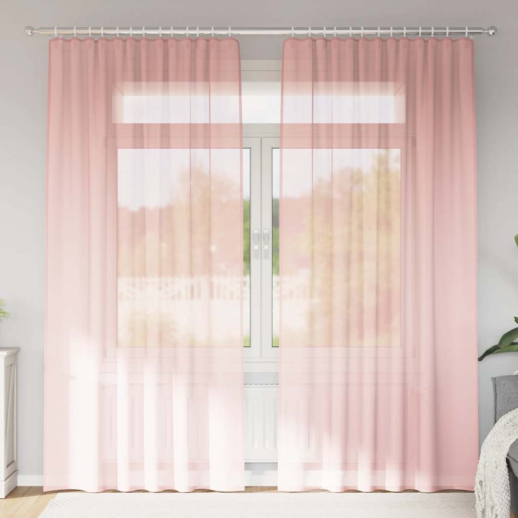 Rideaux en voile avec boucles 2 pcs rose 140x245 cm Rideaux vidaXL