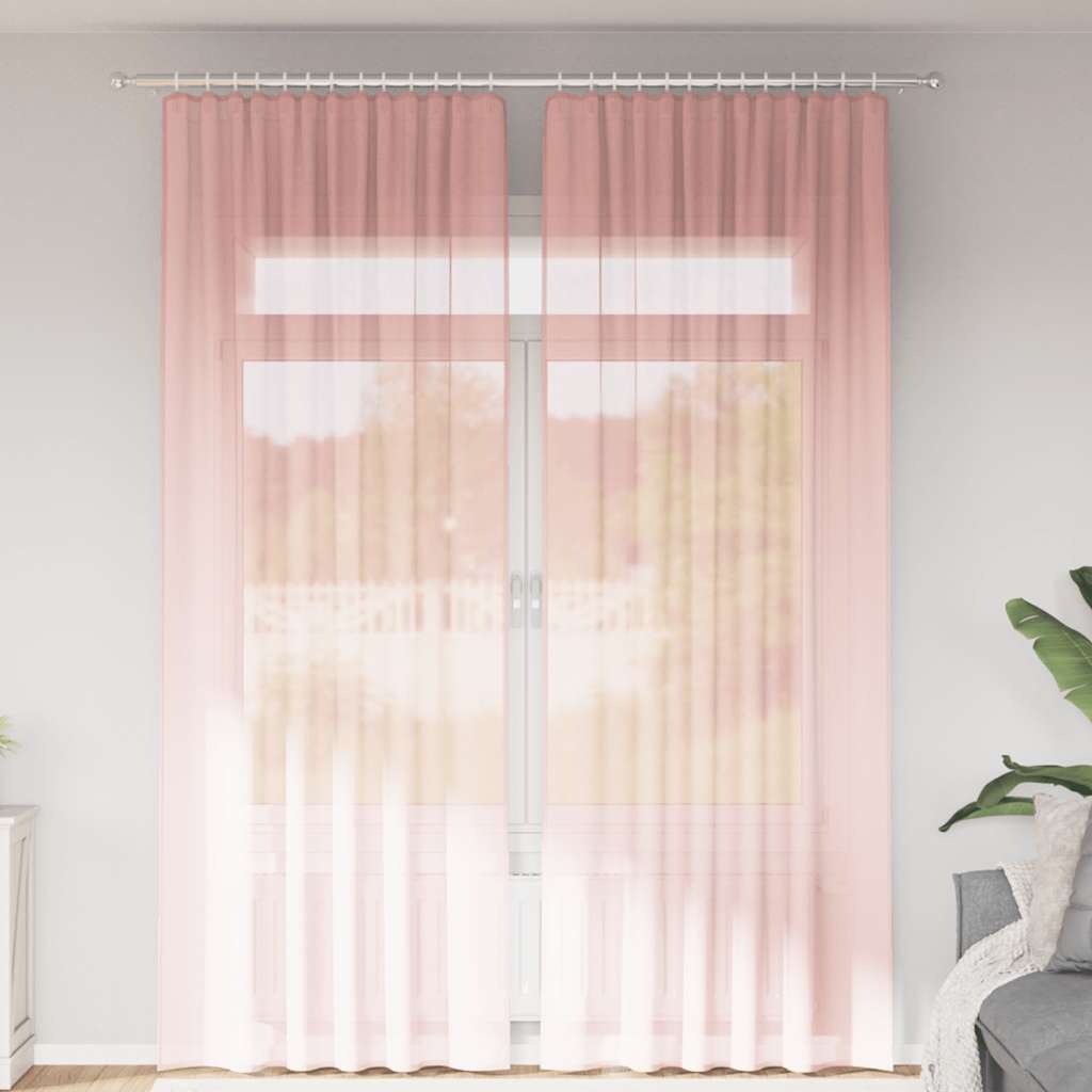 Rideaux en voile avec boucles 2 pcs rose 140x260 cm Rideaux vidaXL