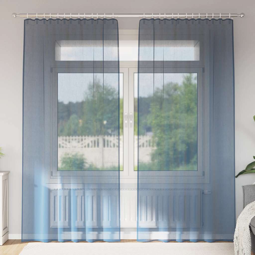 Rideaux en voile avec boucles 2 pcs bleu royal 140x245 cm Rideaux vidaXL