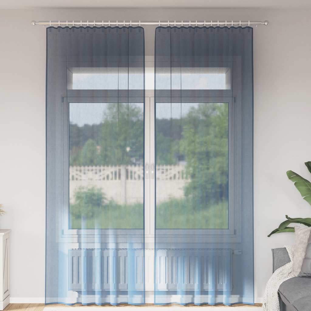 Rideaux en voile avec boucles 2 pcs bleu royal 140x260 cm Rideaux vidaXL