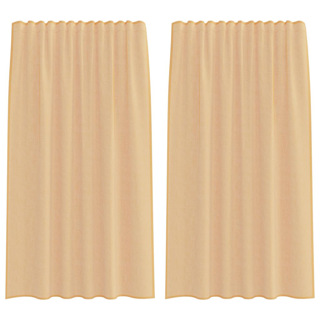 Rideaux en voile avec boucles 2 pcs sable 140x175 cm Rideaux vidaXL