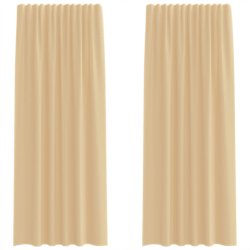 Rideaux en voile avec boucles 2 pcs sable 140x225 cm Rideaux vidaXL