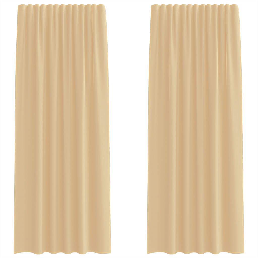 Rideaux en voile avec boucles 2 pcs sable 140x245 cm Rideaux vidaXL