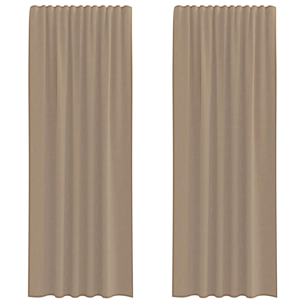 Rideaux en voile avec boucles 2 pcs marron clair 140x260 cm Rideaux vidaXL