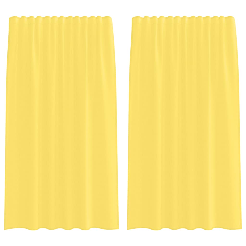 Rideaux en voile avec boucles 2 pcs jaune 140x175 cm Rideaux vidaXL