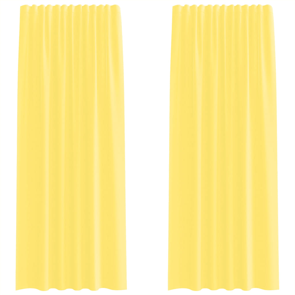 Rideaux en voile avec boucles 2 pcs jaune 140x245 cm Rideaux vidaXL