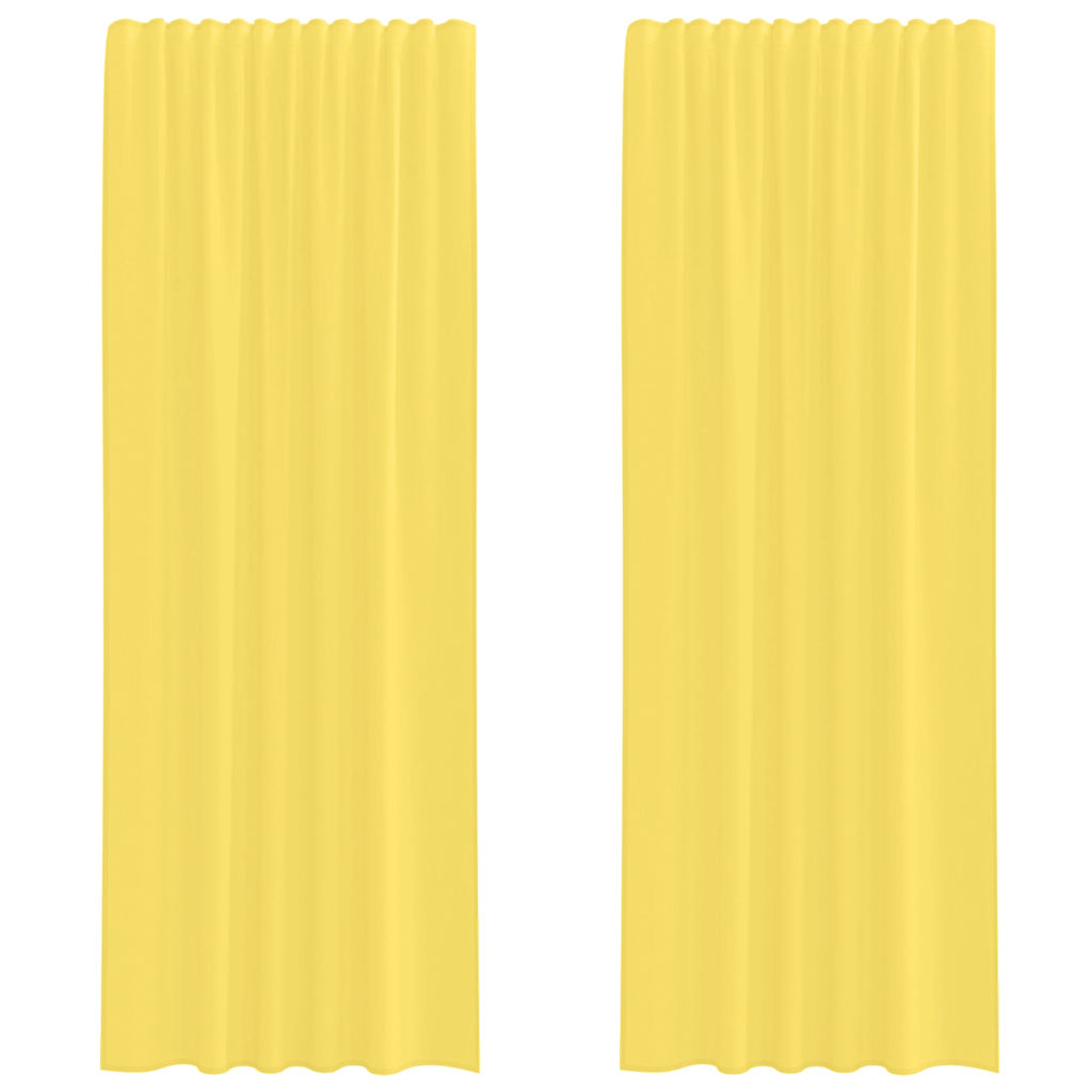 Rideaux en voile avec boucles 2 pcs jaune 140x260 cm Rideaux vidaXL