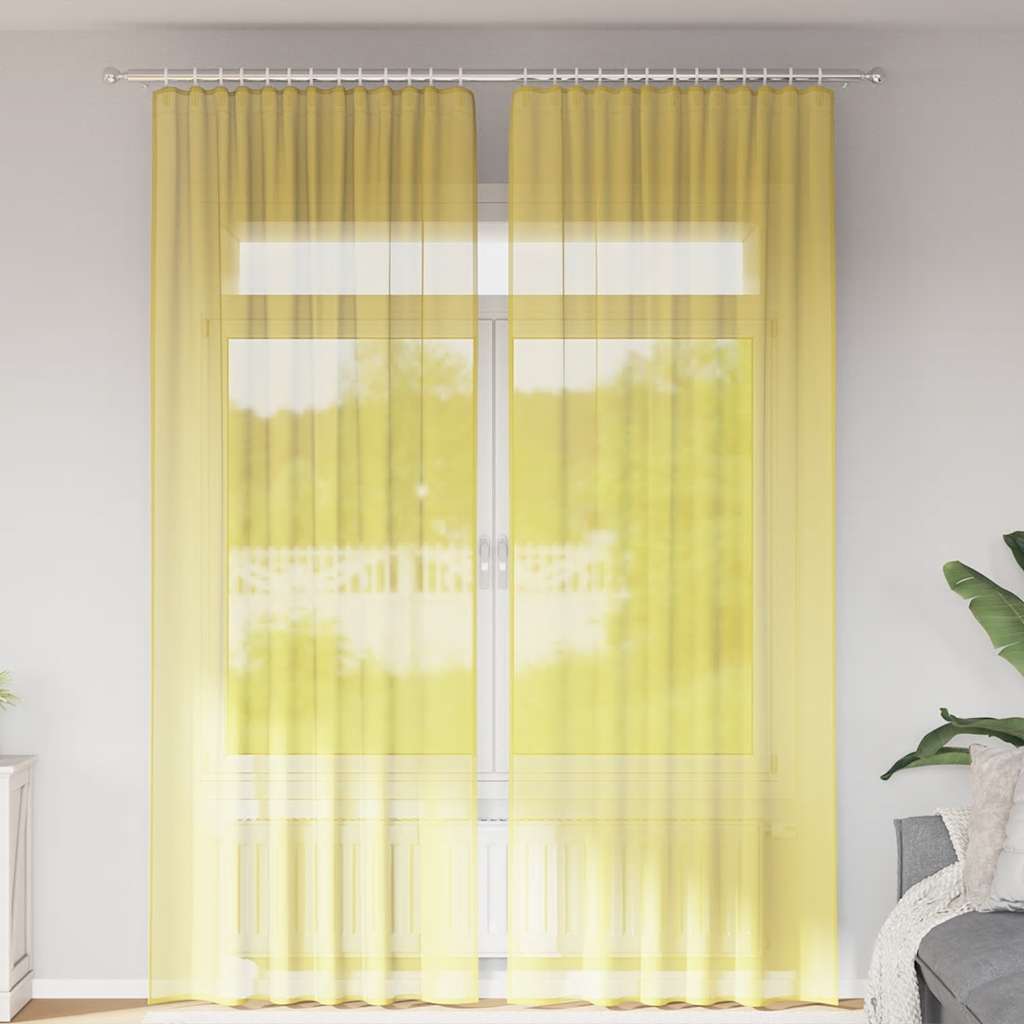 Rideaux en voile avec boucles 2 pcs jaune 140x260 cm Rideaux vidaXL