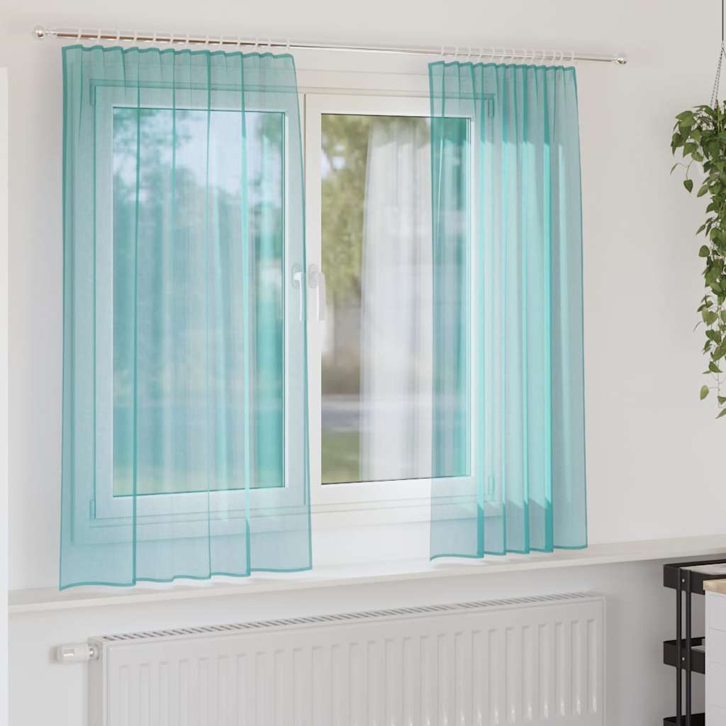 Rideaux en voile avec boucles 2 pcs turquoise 140x140 cm Rideaux vidaXL