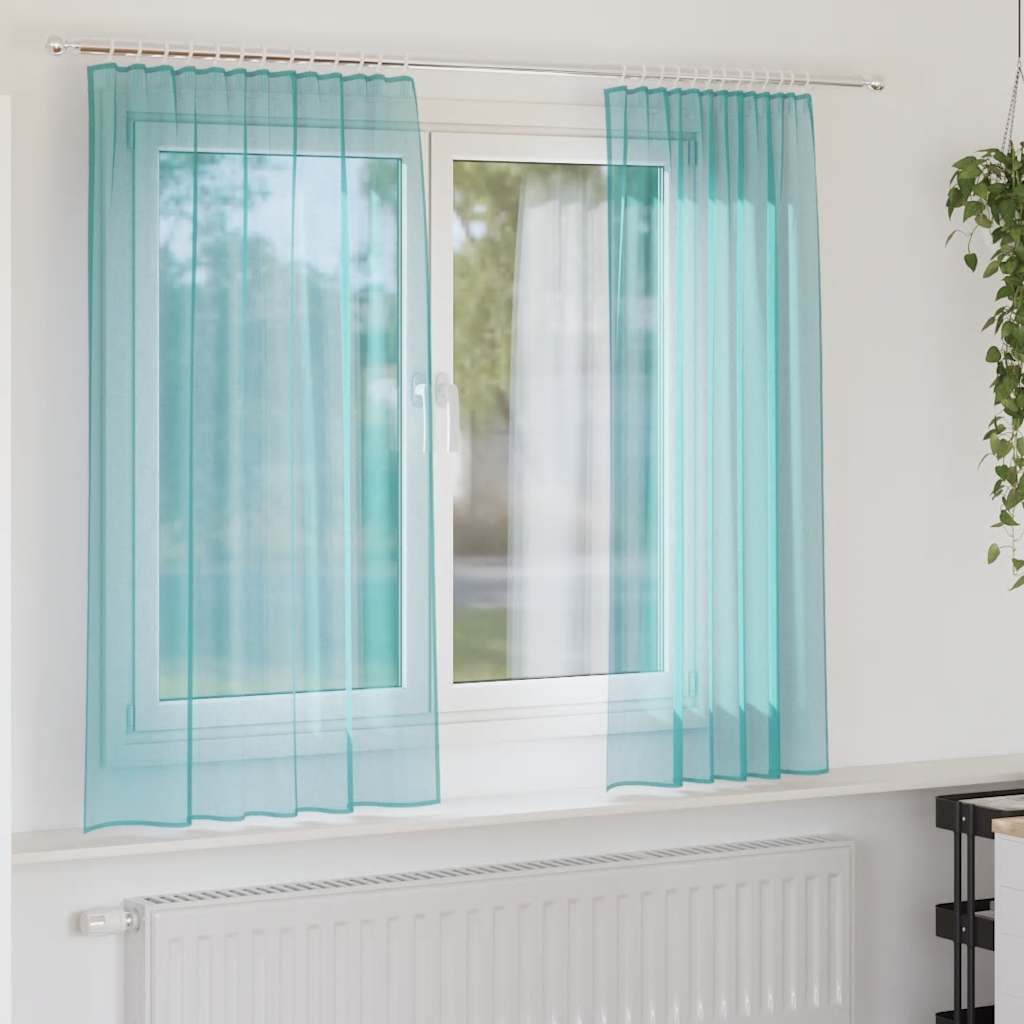 Rideaux en voile avec boucles 2 pcs turquoise 140x175 cm Rideaux vidaXL