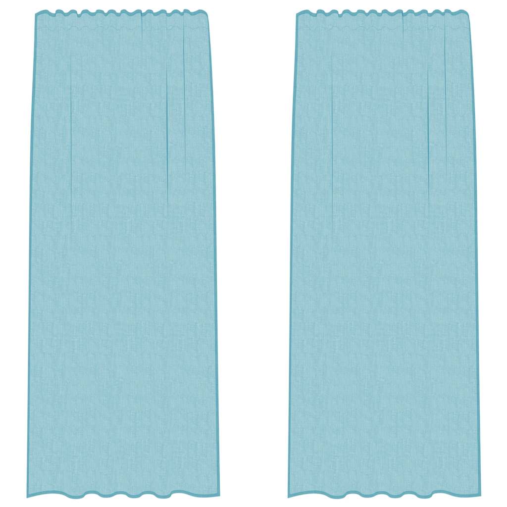 Rideaux en voile avec boucles 2 pcs turquoise 140x225 cm Rideaux vidaXL