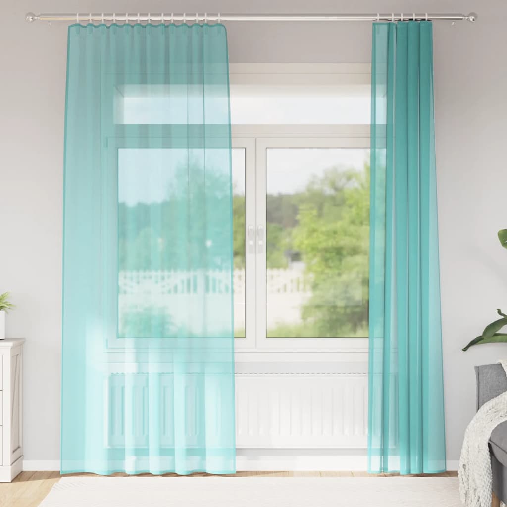 Rideaux en voile avec boucles 2 pcs turquoise 140x225 cm Rideaux vidaXL