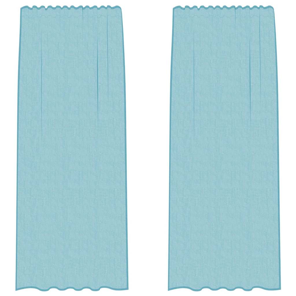 Rideaux en voile avec boucles 2 pcs turquoise 140x245 cm Rideaux vidaXL