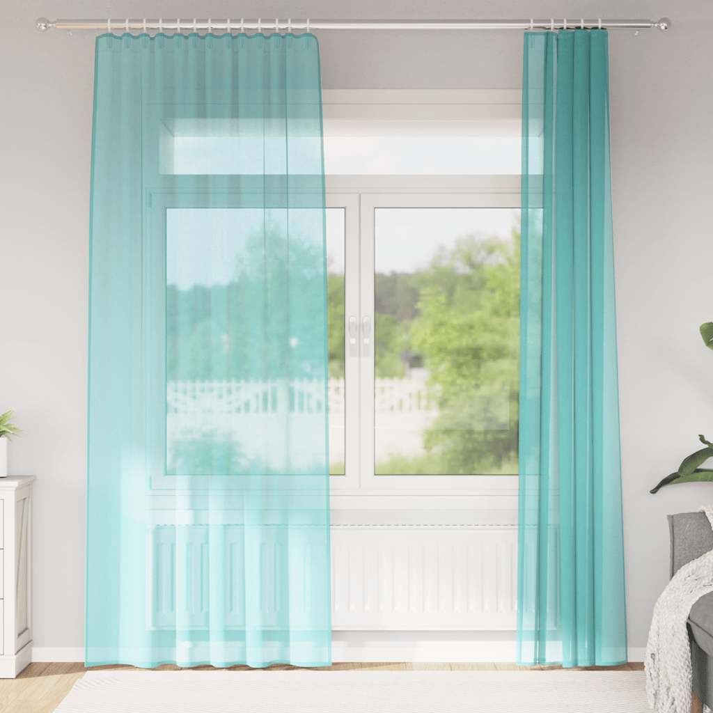 Rideaux en voile avec boucles 2 pcs turquoise 140x245 cm Rideaux vidaXL