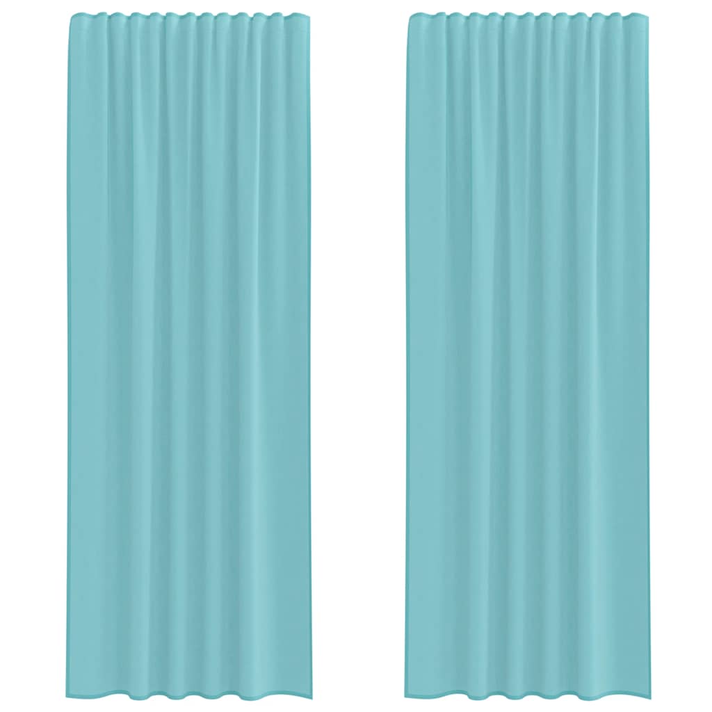 Rideaux en voile avec boucles 2 pcs turquoise 140x260 cm Rideaux vidaXL