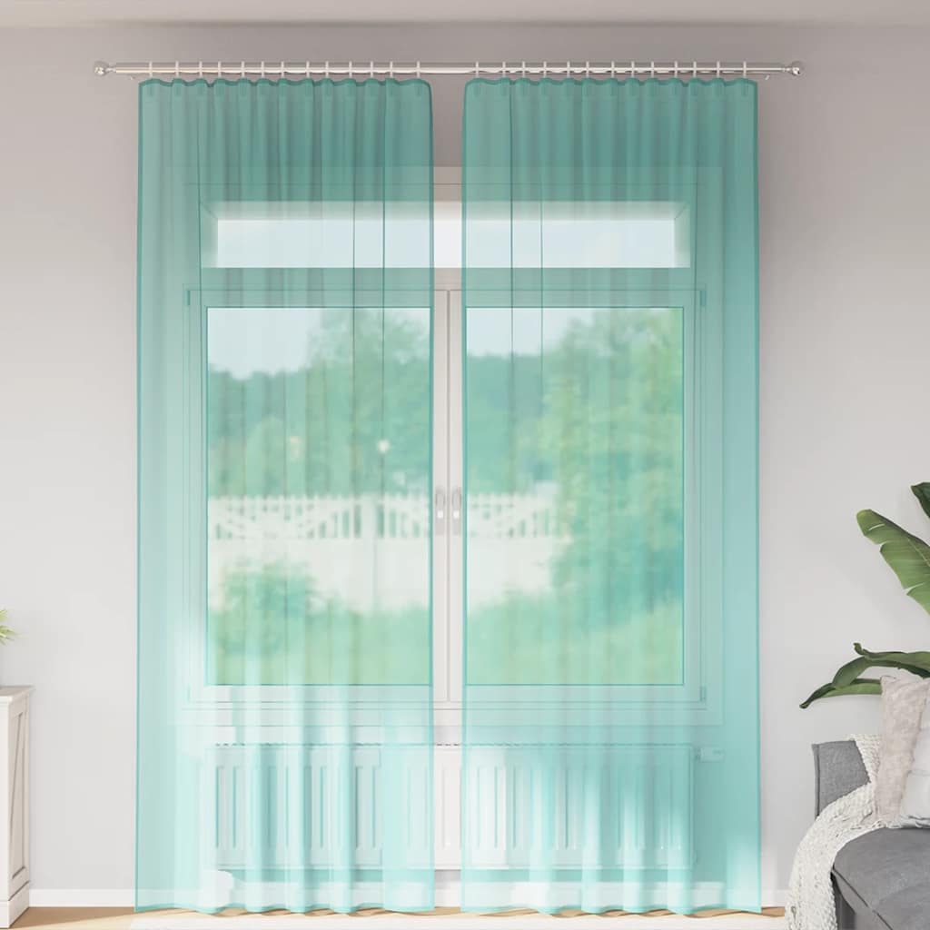 Rideaux en voile avec boucles 2 pcs turquoise 140x260 cm Rideaux vidaXL