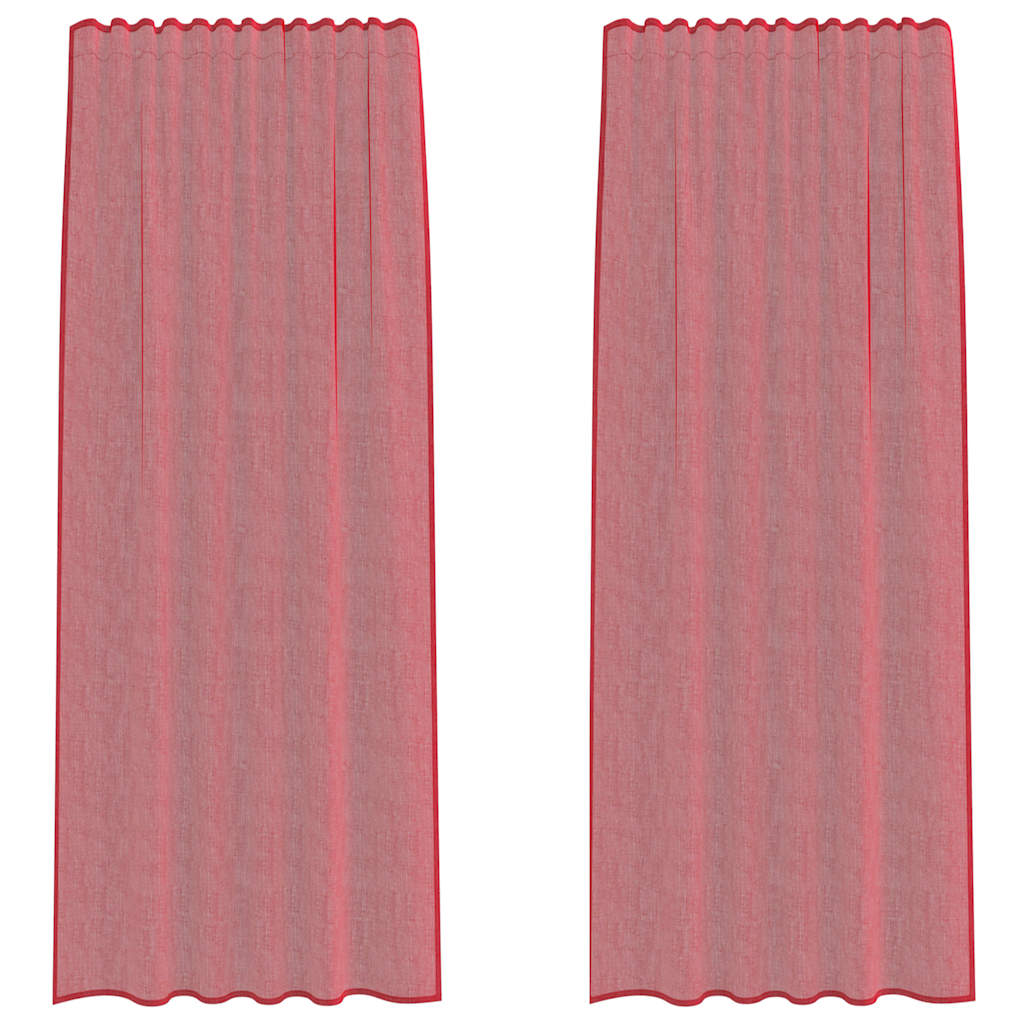 Rideaux en voile avec boucles 2 pcs rouge bordeaux 140x245 cm Rideaux vidaXL