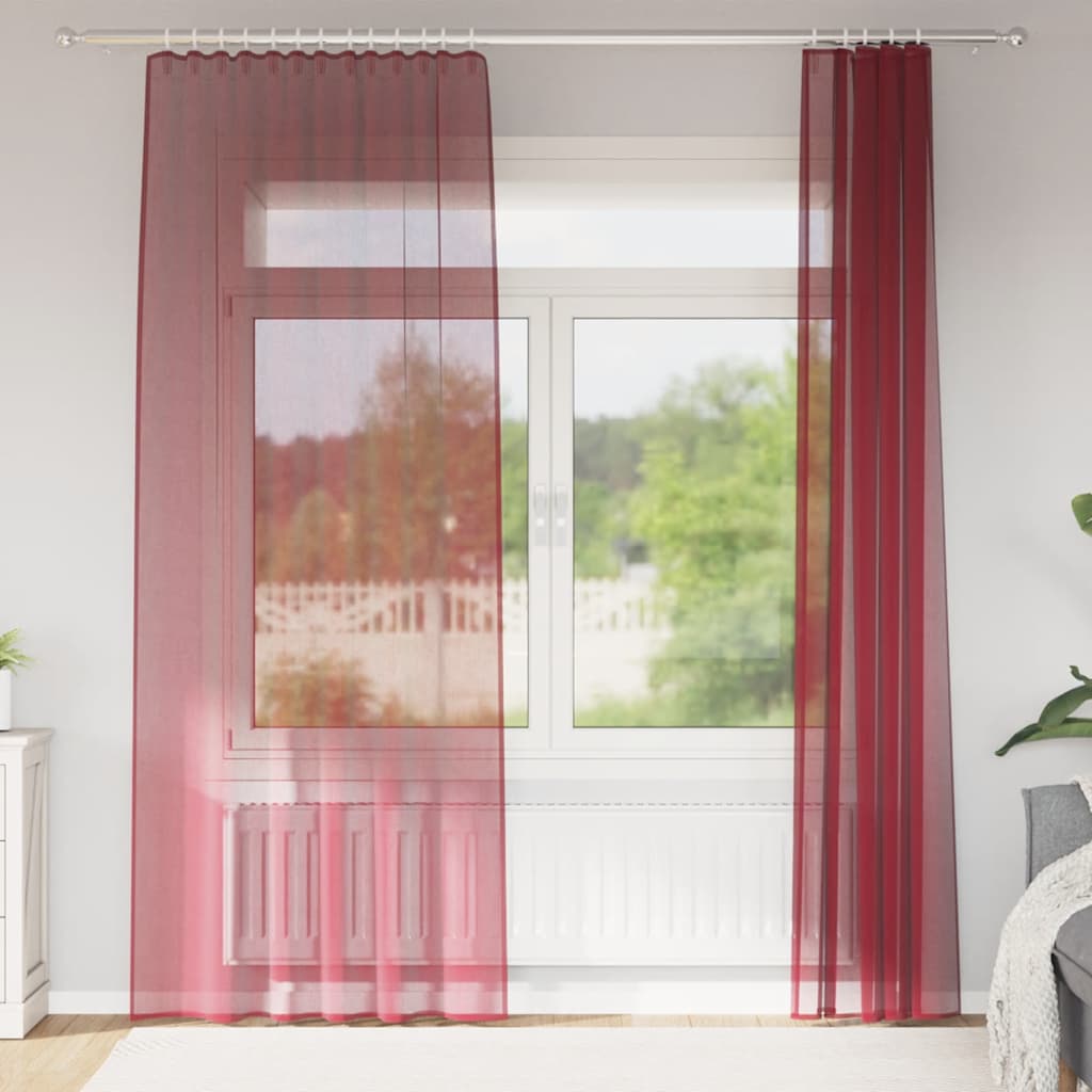 Rideaux en voile avec boucles 2 pcs rouge bordeaux 140x245 cm Rideaux vidaXL