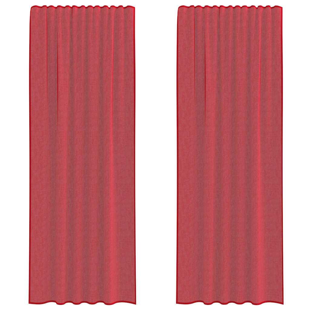 Rideaux en voile avec boucles 2 pcs rouge bordeaux 140x260 cm Rideaux vidaXL