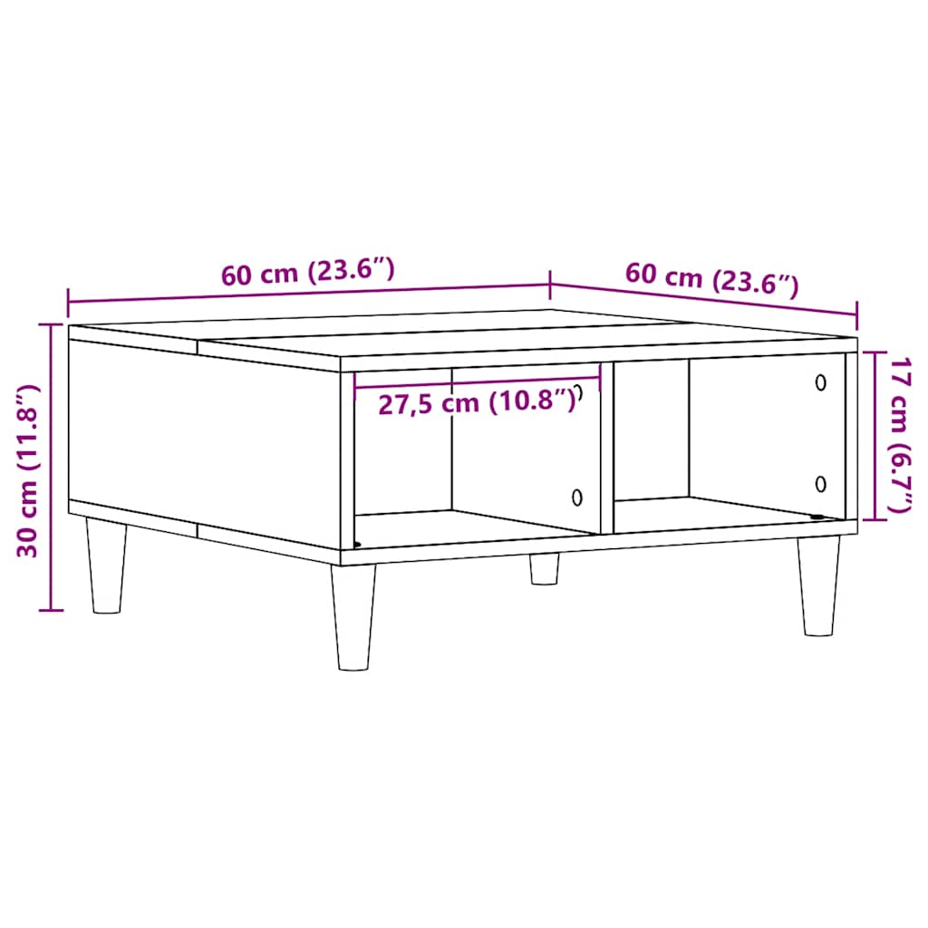 Table basse vieux bois 60x60x30 cm bois d'ingénierie Tables basses vidaXL   