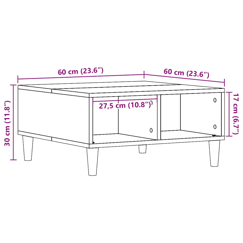 Table basse chêne artisanal 60x60x30 cm bois d'ingénierie Tables basses vidaXL   