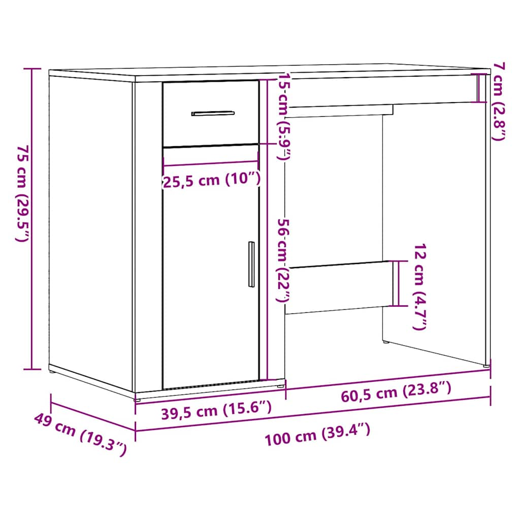 Bureau vieux bois 100x49x75 cm bois d'ingénierie Bureaux vidaXL   