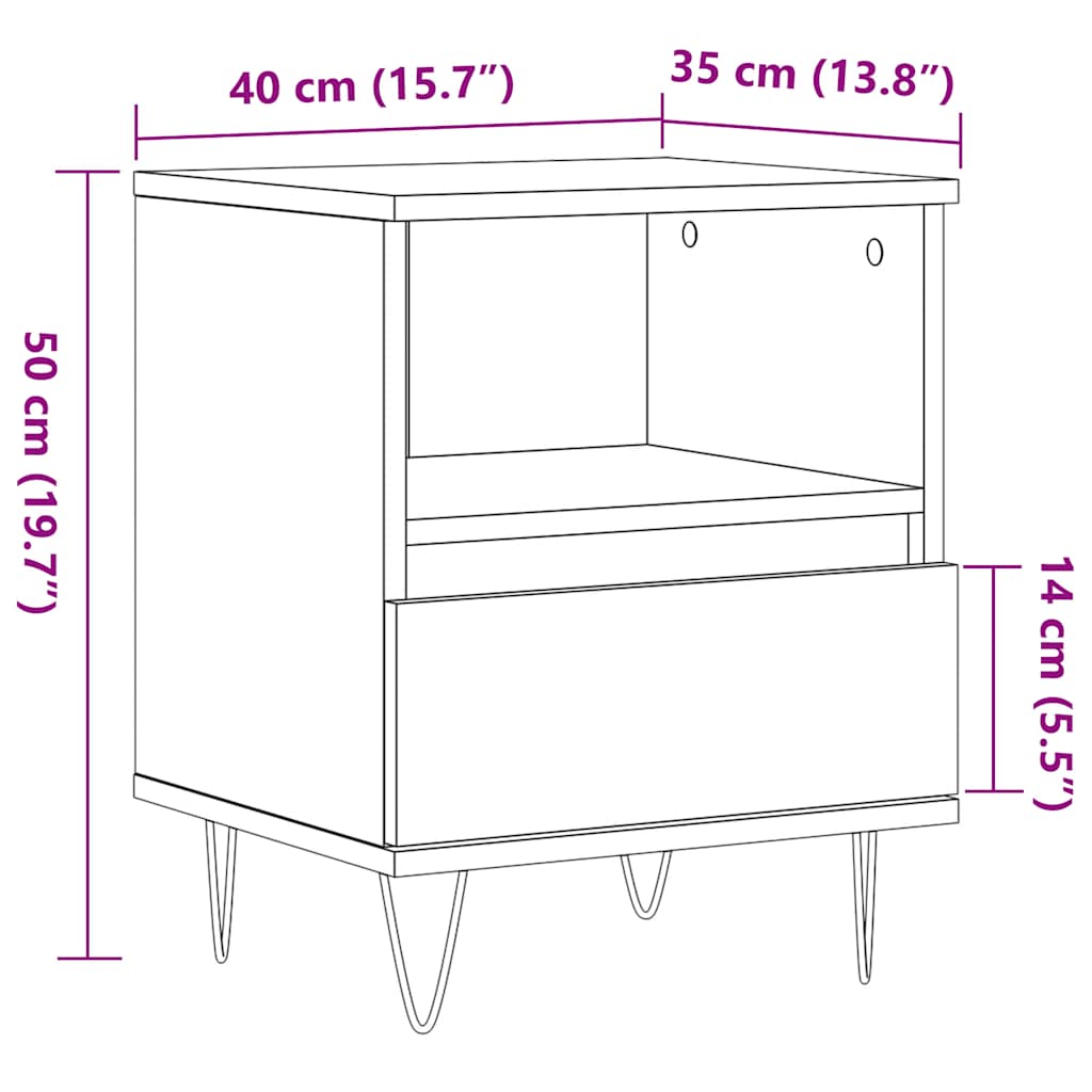 Table de chevet vieux bois 40x35x50 cm bois d’ingénierie Tables de chevet vidaXL   