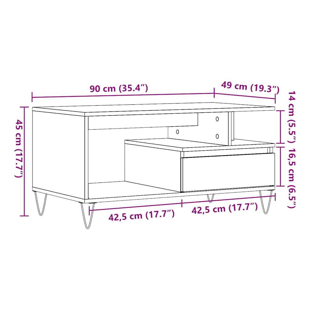 Table basse vieux bois 90x49x45 cm bois d'ingénierie Tables basses vidaXL   