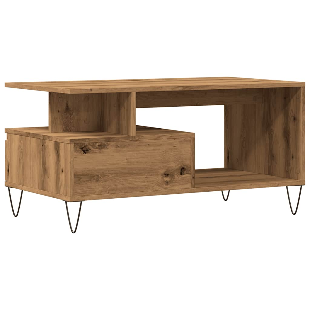 Table basse chêne artisanal 90x49x45 cm bois d'ingénierie Tables basses vidaXL   