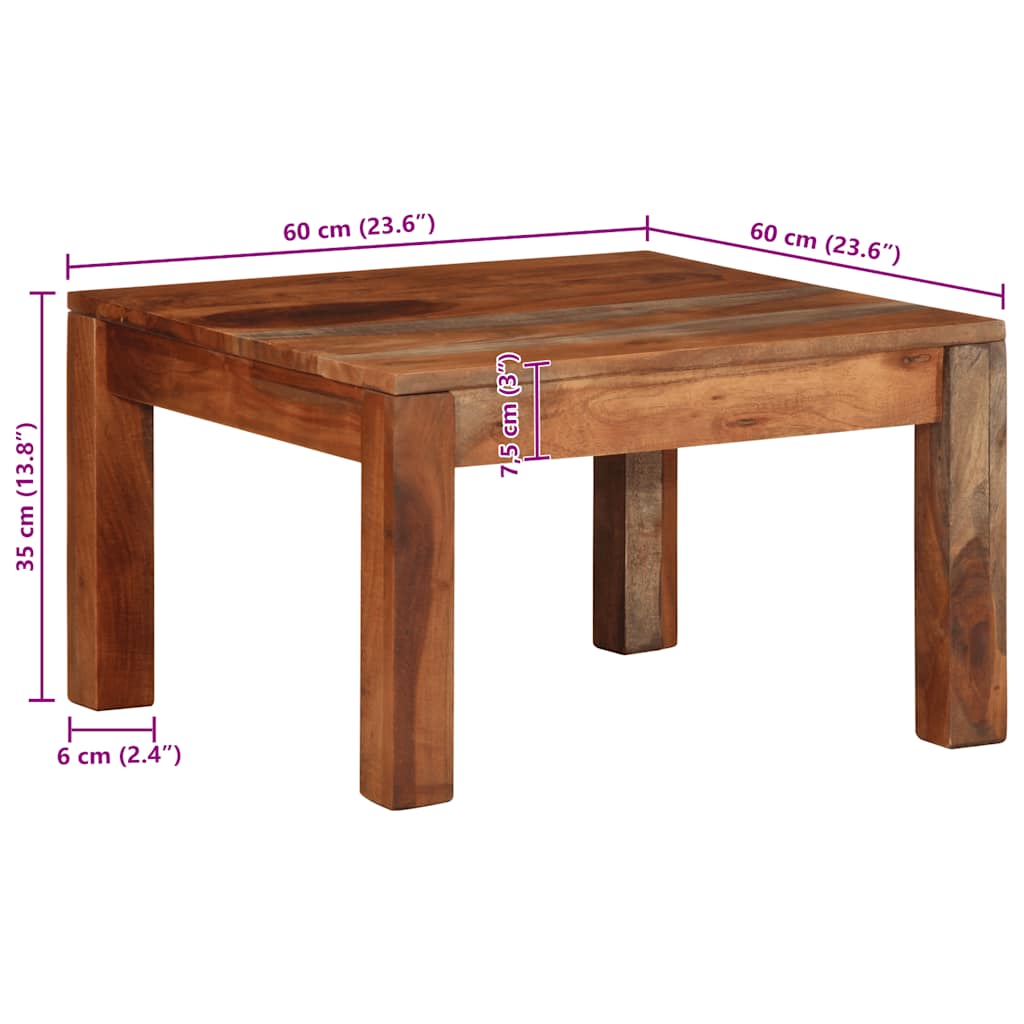 Table basse 60x60x35 cm bois massif d'acacia Tables basses vidaXL   