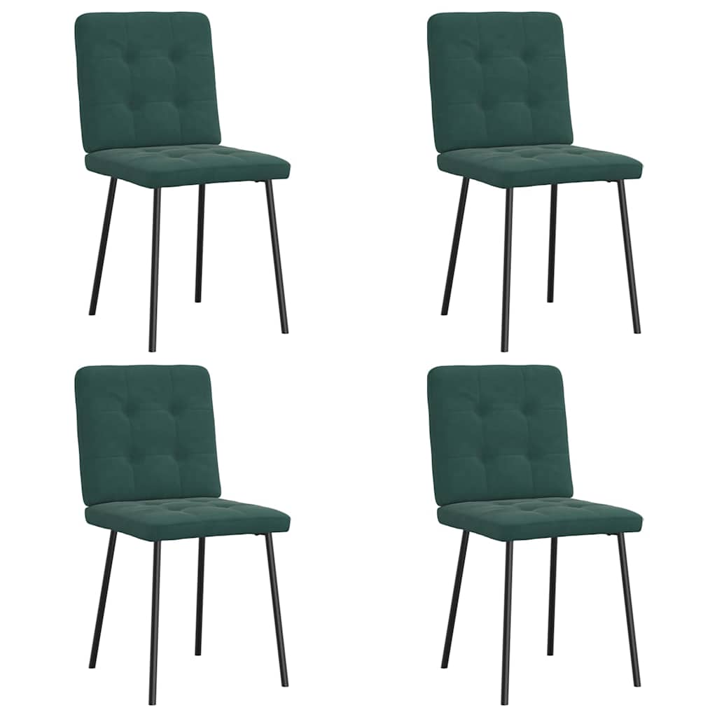 Chaises à manger lot de 4 Vert foncé Velours Chaises de cuisine vidaXL