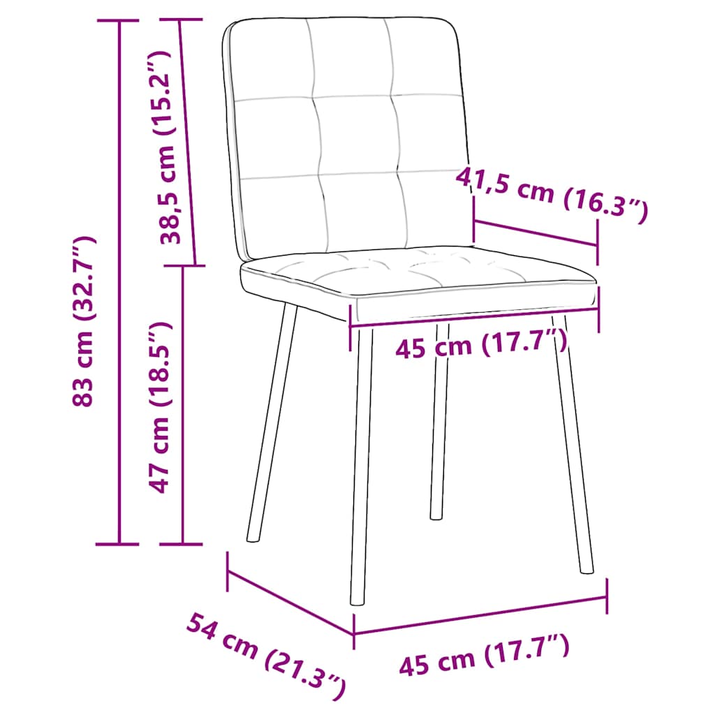 Chaises à manger lot de 4 Vert foncé Velours Chaises de cuisine vidaXL