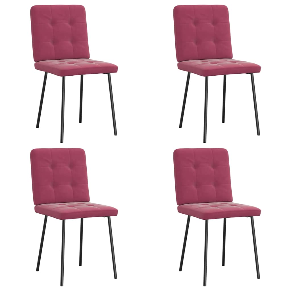 Chaises à manger lot de 4 Rouge bordeaux Velours Chaises de cuisine vidaXL