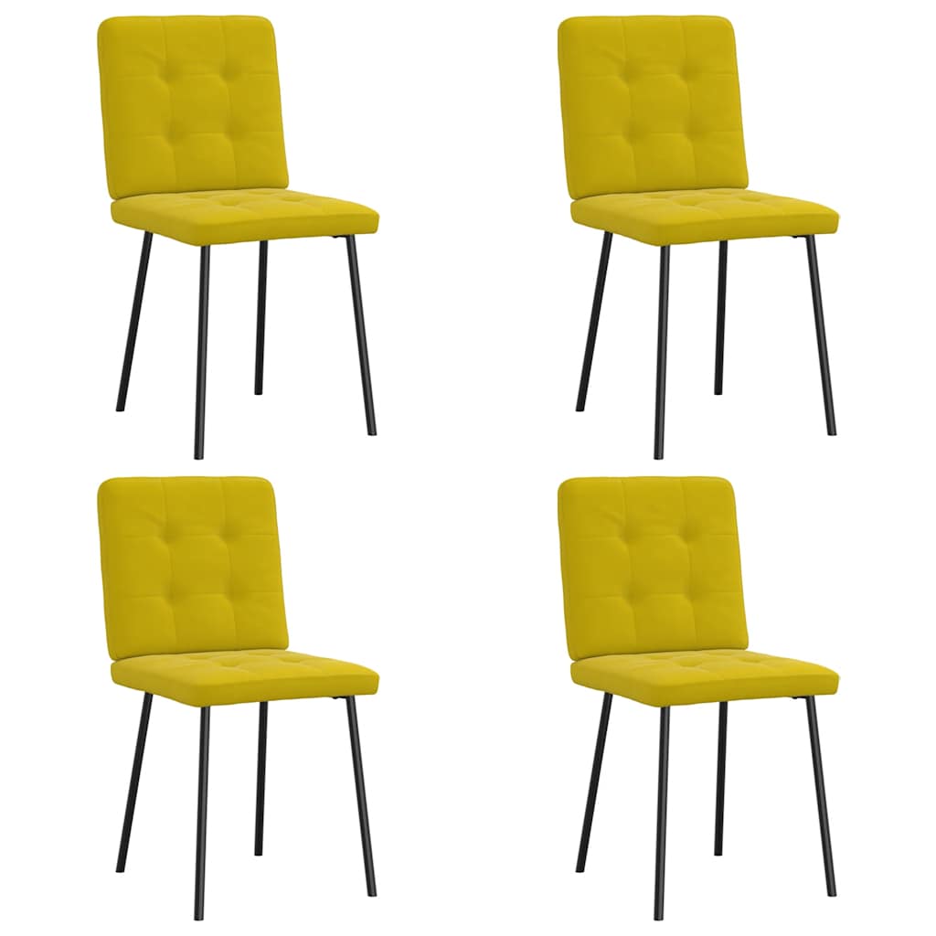 Chaises à manger lot de 4 jaune velours Chaises de cuisine vidaXL