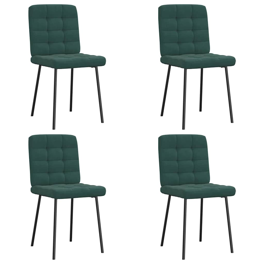 Chaises à manger lot de 4 Vert foncé Velours Chaises de cuisine vidaXL