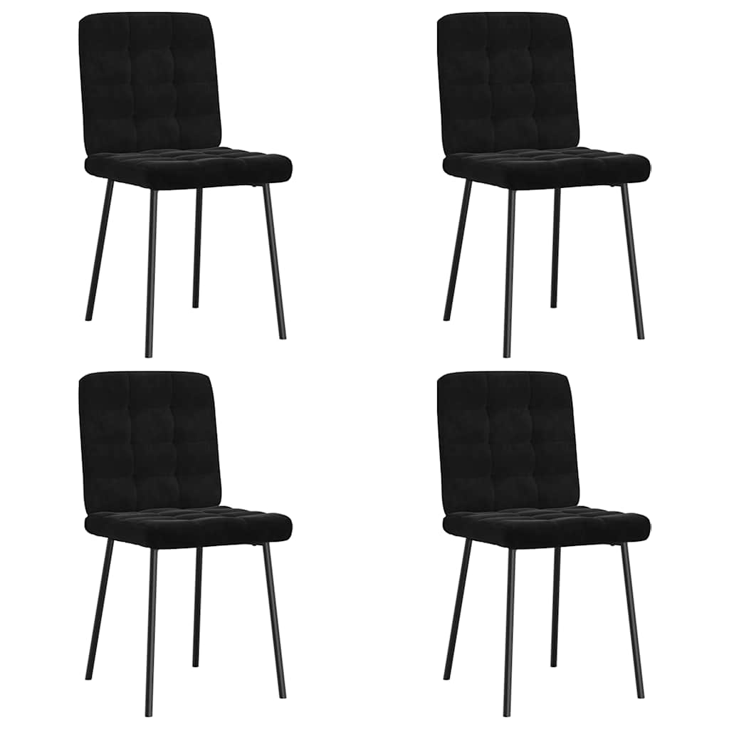 Chaises à manger lot de 4 Noir Velours Chaises de cuisine vidaXL