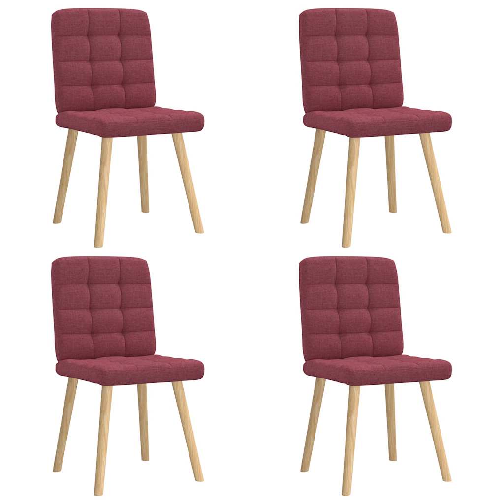 Chaises à manger lot de 4 rouge bordeaux tissu Chaises de cuisine vidaXL