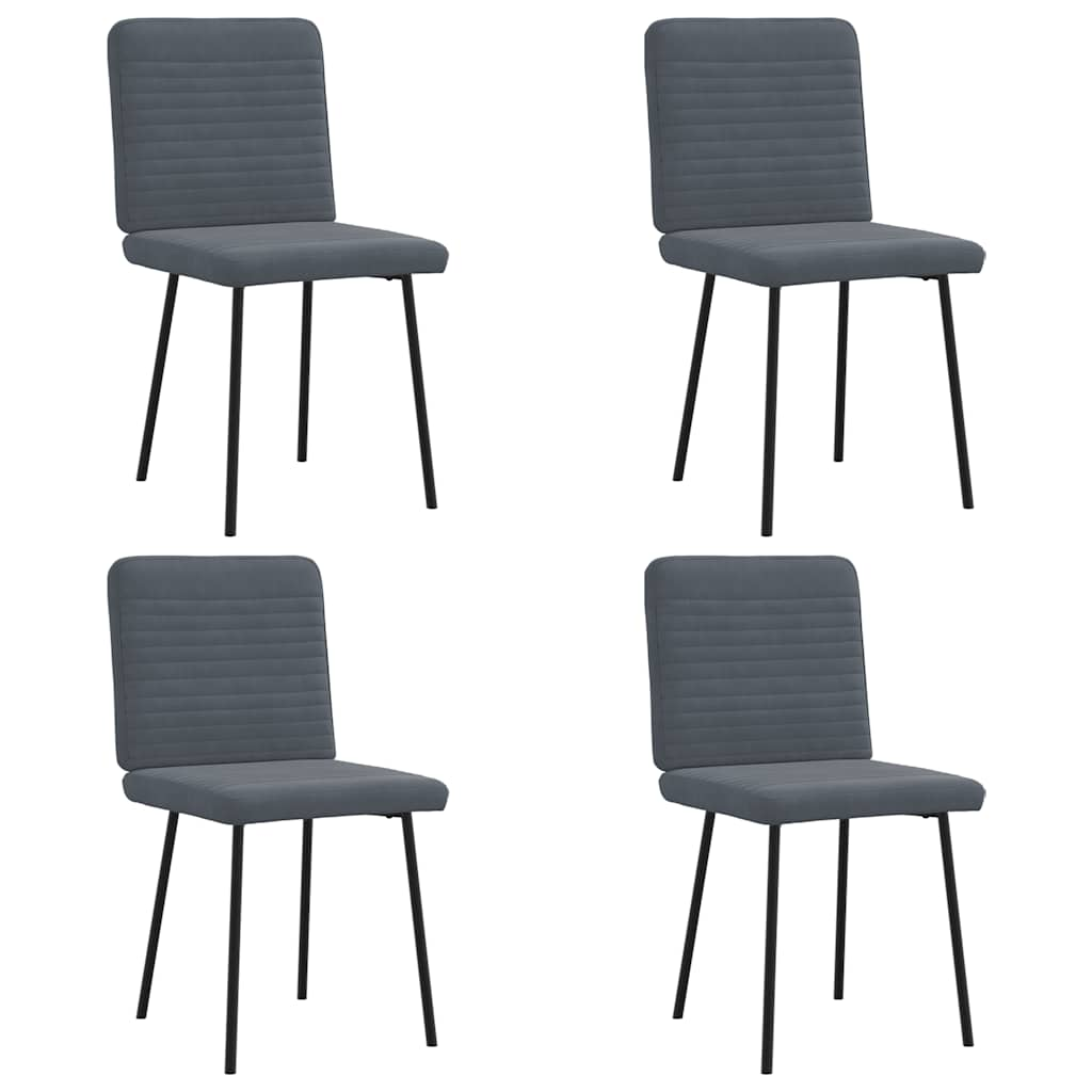 Chaises à manger lot de 4 Gris foncé Velours Chaises de cuisine vidaXL