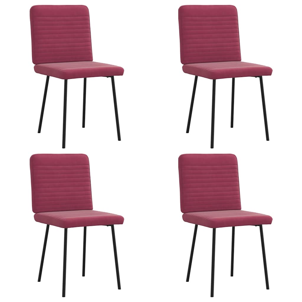 Chaises à manger lot de 4 Rouge bordeaux Velours Chaises de cuisine vidaXL