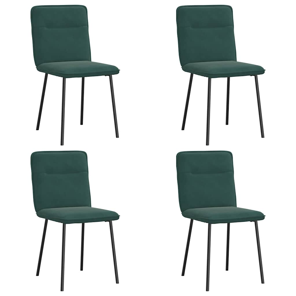 Chaises à manger lot de 4 Vert foncé Velours Chaises de cuisine vidaXL