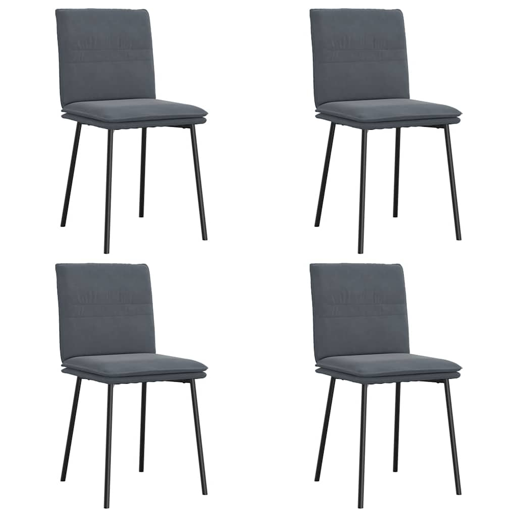 Chaises à manger lot de 4 Gris foncé Velours Chaises de cuisine vidaXL