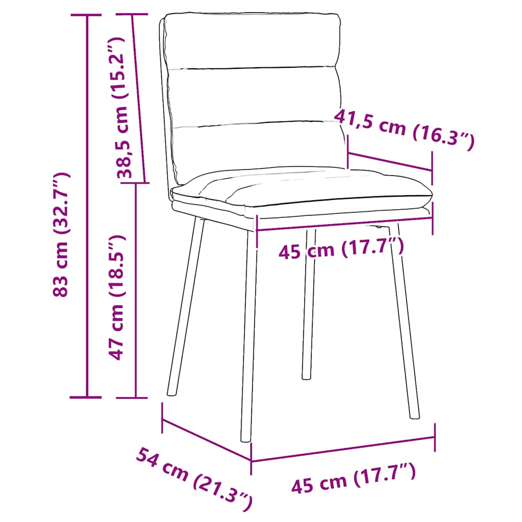 Chaises à manger lot de 4 Gris foncé Velours Chaises de cuisine vidaXL