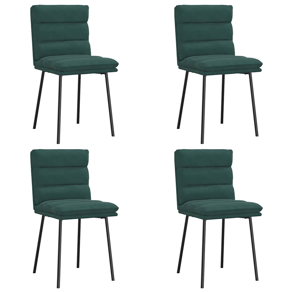 Chaises à manger lot de 4 Vert foncé Velours Chaises de cuisine vidaXL