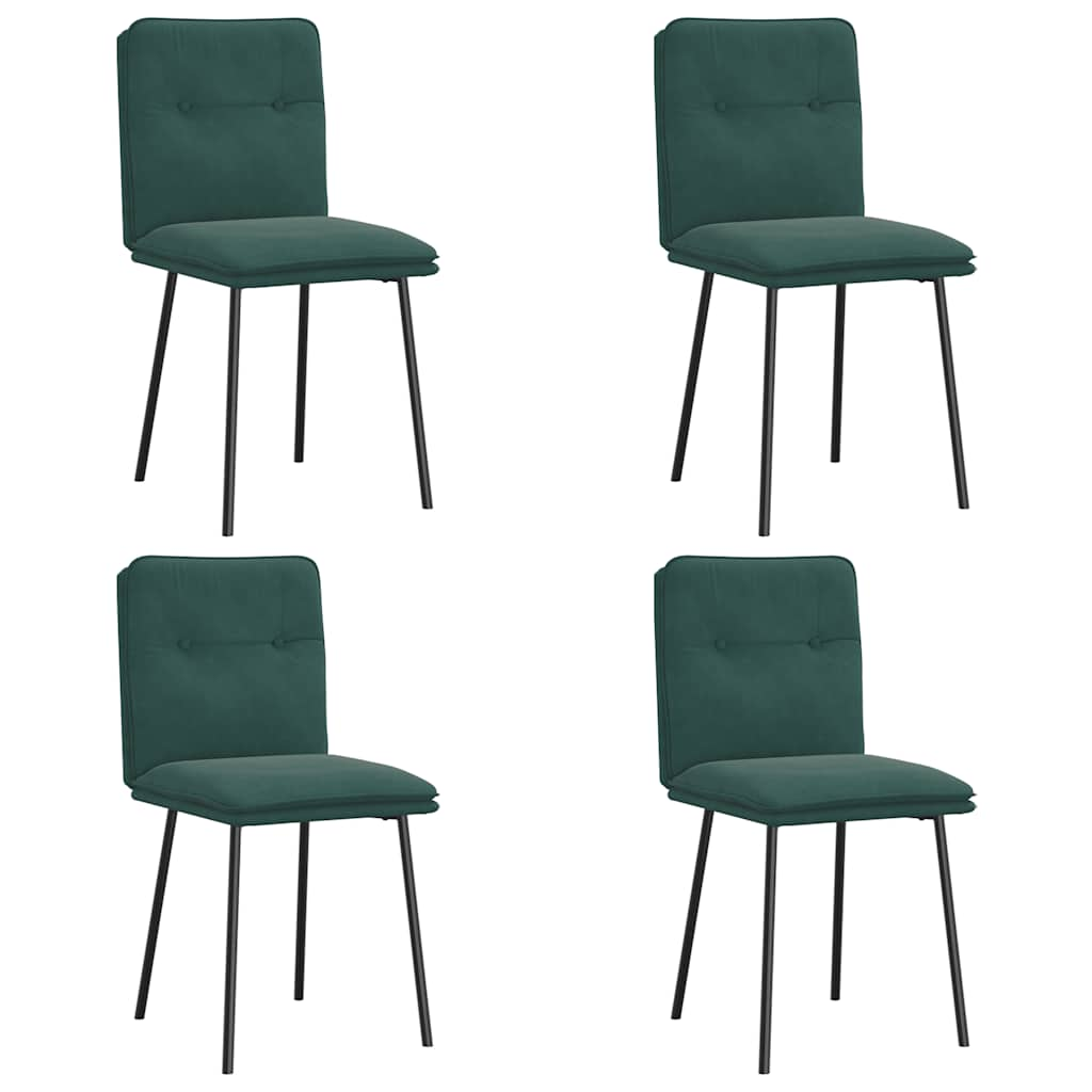 Chaises à manger lot de 4 Vert foncé Velours Chaises de cuisine vidaXL