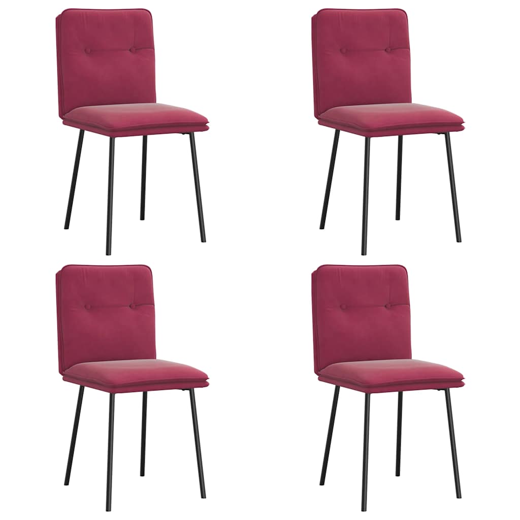 Chaises à manger lot de 4 Rouge bordeaux Velours Chaises de cuisine vidaXL