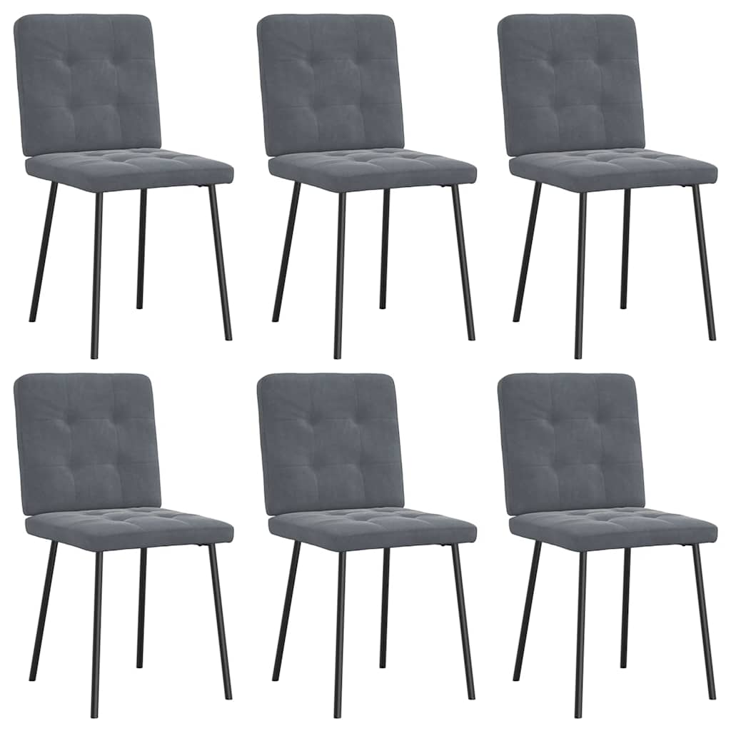 Chaises à manger lot de 6 gris foncé velours Chaises de cuisine vidaXL