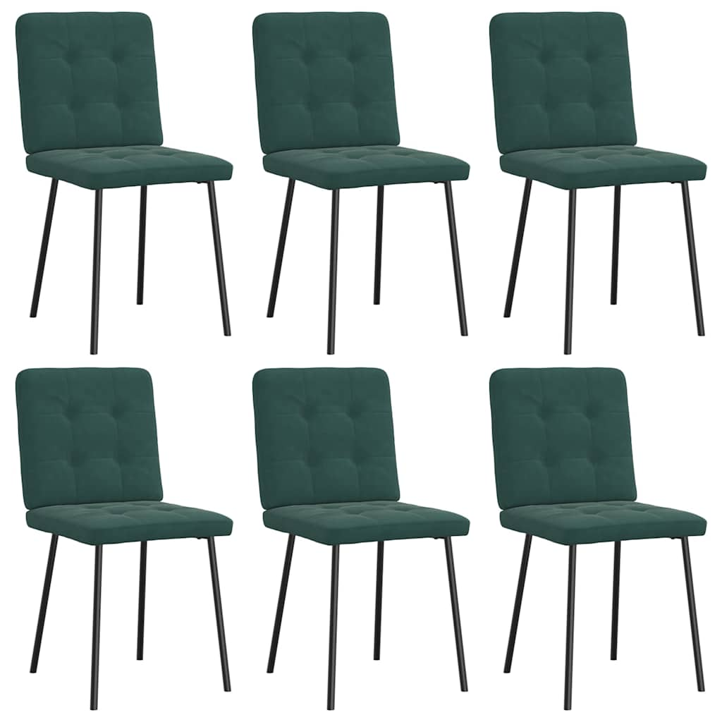 Chaises à manger lot de 6 vert foncé velours Chaises de cuisine vidaXL