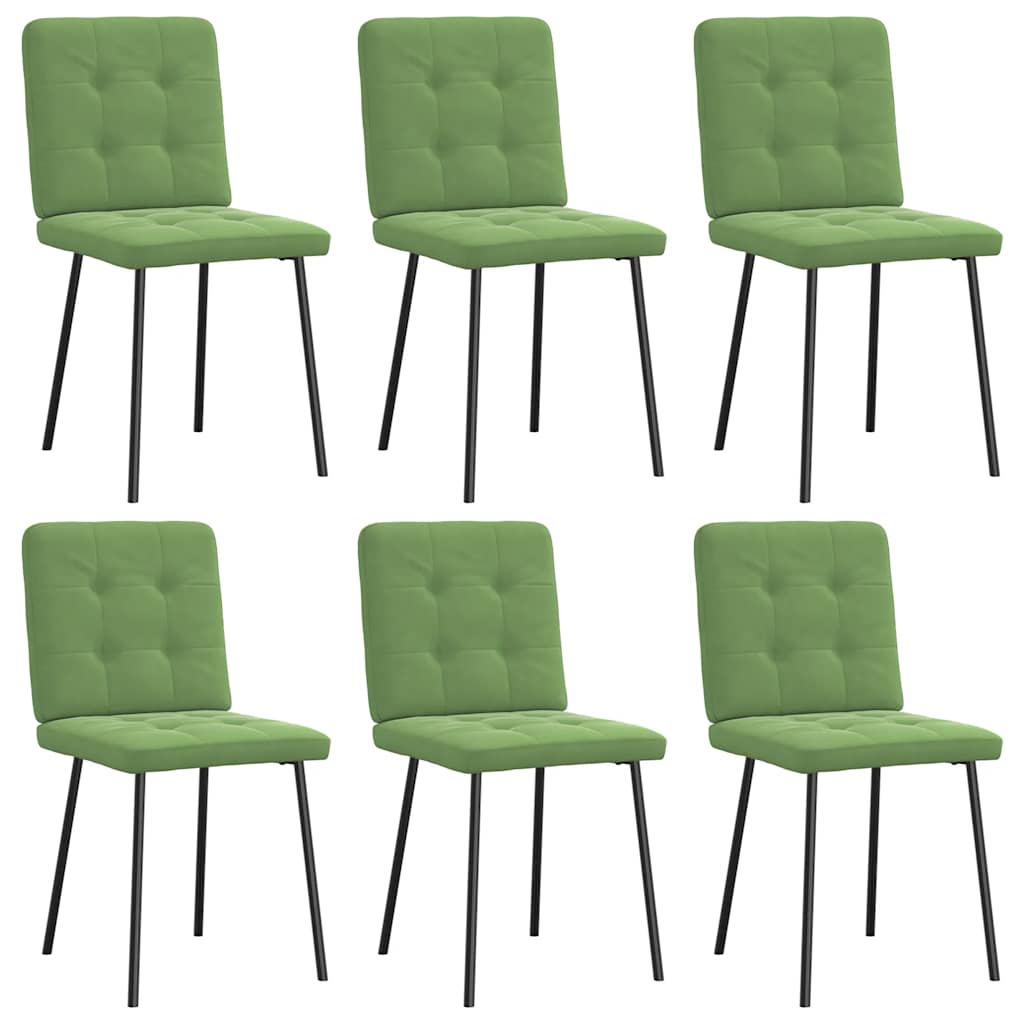 Chaises à manger lot de 6 vert clair velours Chaises de cuisine vidaXL